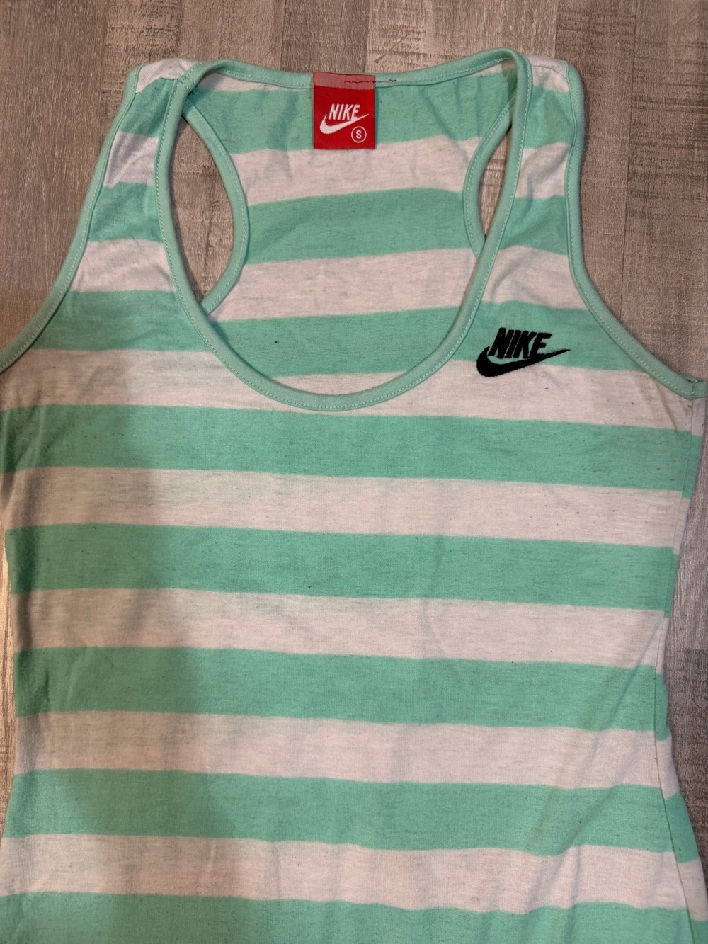 Nike Women’s Maxi Dress Small Mint Green White Striped Racerback Sleeveless